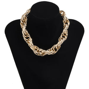 Miami Cuban Choker Necklace Collar Statement Hip Hop Big Chunky Aluminum Gold Color Thick Chain - ArsaOne