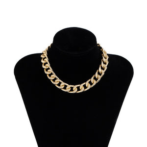 Miami Cuban Choker Necklace Collar Statement Hip Hop Big Chunky Aluminum Gold Color Thick Chain - ArsaOne