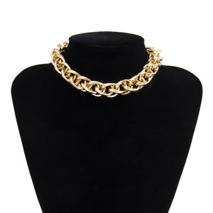 Miami Cuban Choker Necklace Collar Statement Hip Hop Big Chunky Aluminum Gold Color Thick Chain - ArsaOne