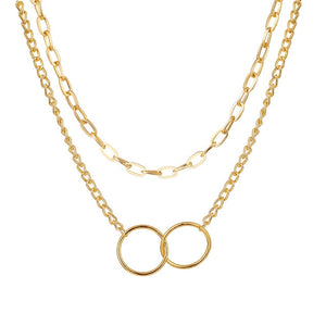 Chain Toggle Class Gold Necklaces Mixed Linked Circle Necklaces - ArsaOne