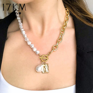 Asymmetric Lock Necklace for Women Twist Gold Silver Color Chunky Thick Lock Choker Chain Necklaces Party Jewelry - ArsaOne