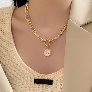 Asymmetric Lock Necklace for Women Twist Gold Silver Color Chunky Thick Lock Choker Chain Necklaces Party Jewelry - ArsaOne