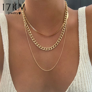 Asymmetric Lock Necklace for Women Twist Gold Silver Color Chunky Thick Lock Choker Chain Necklaces Party Jewelry - ArsaOne