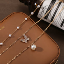 Multilayered Butterfly Pearl Necklace For Women Fashion Sun Star Gold Pearl Choker Necklaces - ArsaOne