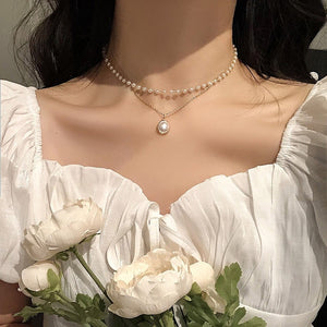 Multilayered Butterfly Pearl Necklace For Women Fashion Sun Star Gold Pearl Choker Necklaces - ArsaOne