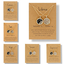 Constellation Necklaces For Women Men Gold Chain Zodiac Sign Round Pendant Necklace - ArsaOne