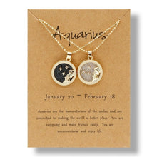 Constellation Necklaces For Women Men Gold Chain Zodiac Sign Round Pendant Necklace - ArsaOne
