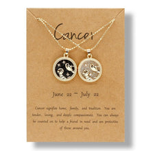 Constellation Necklaces For Women Men Gold Chain Zodiac Sign Round Pendant Necklace - ArsaOne