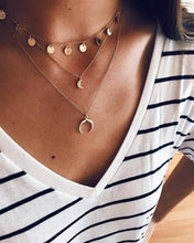 Collier Chain Necklace Multilayer Moon Alloy Metal Gold Pendant Necklace - ArsaOne