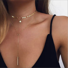 Collier Chain Necklace Multilayer Moon Alloy Metal Gold Pendant Necklace - ArsaOne