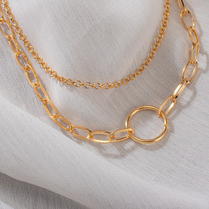 New Layered Chain Necklace Neck Chains Vintage Exaggerated Golden Goth Hoop Metal Necklace - ArsaOne