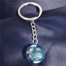 Chic Transparent Resin Rould Ball Moon Pendant Necklace Women Blue Sky White Cloud - ArsaOne